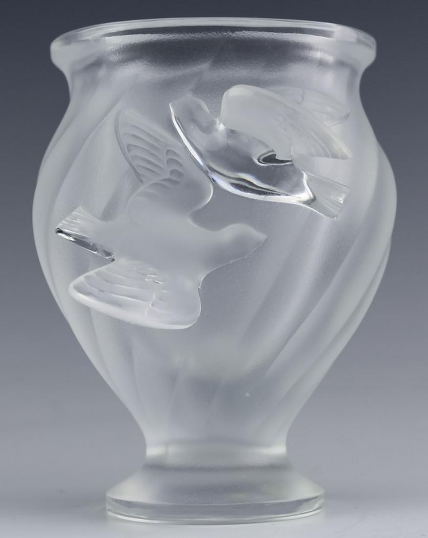 Lalique Rosine Doves French Art Glass Crystal Vase (1 of 4)