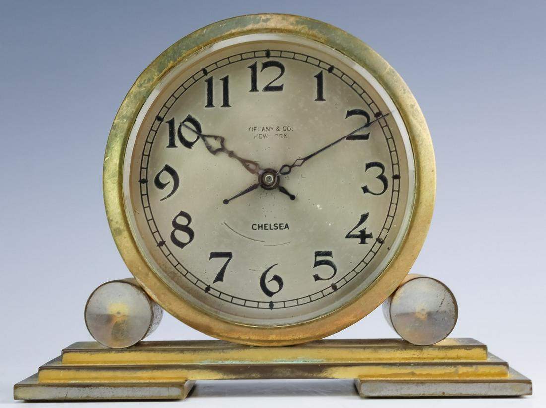 VTG Tiffany & Co Chelsea Bronze Mantle Desk Clock (1 of 6)