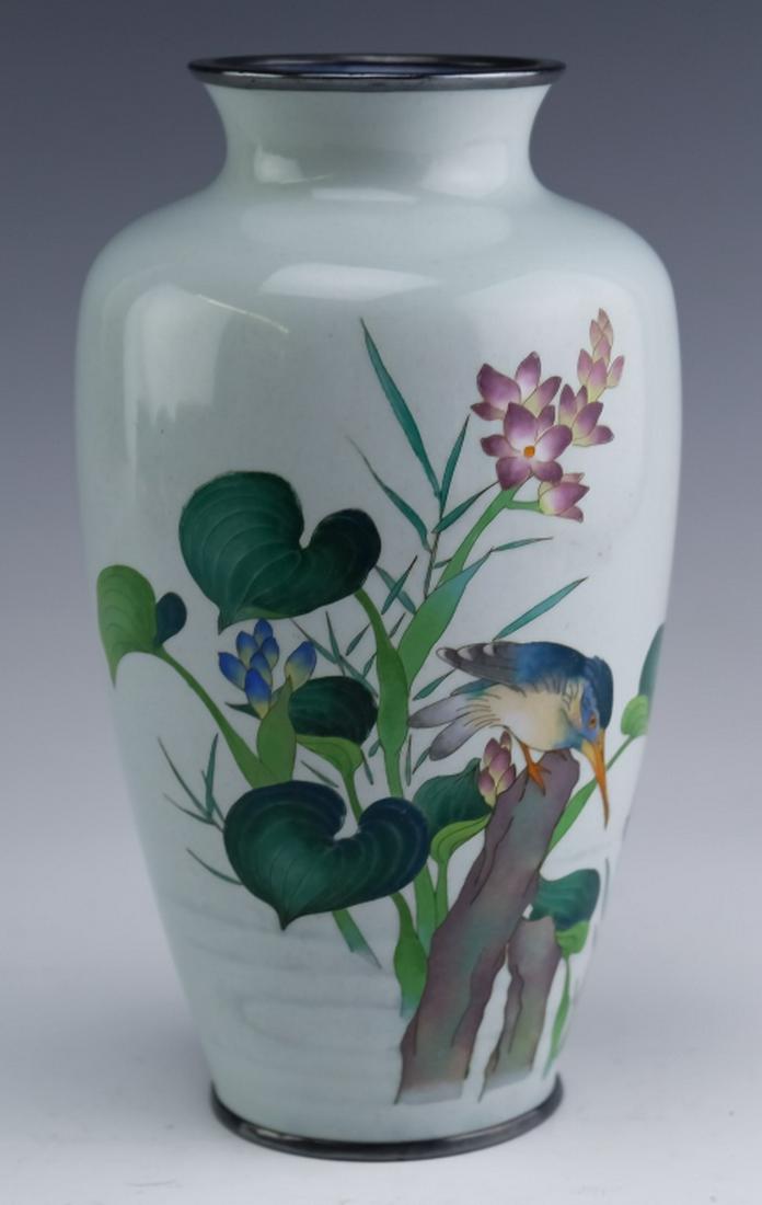 Japanese Fine Wire Enamel Cloisonne Bird Vase VTG (1 of 7)