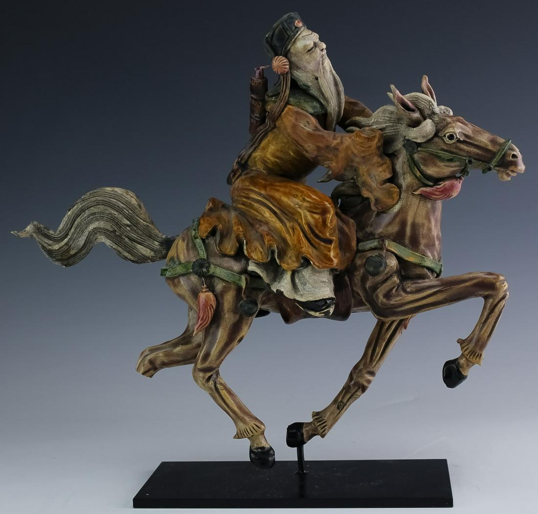 Old Chinese Ceramic Horse w Wise Scholar Roof Tile (1 of 6)