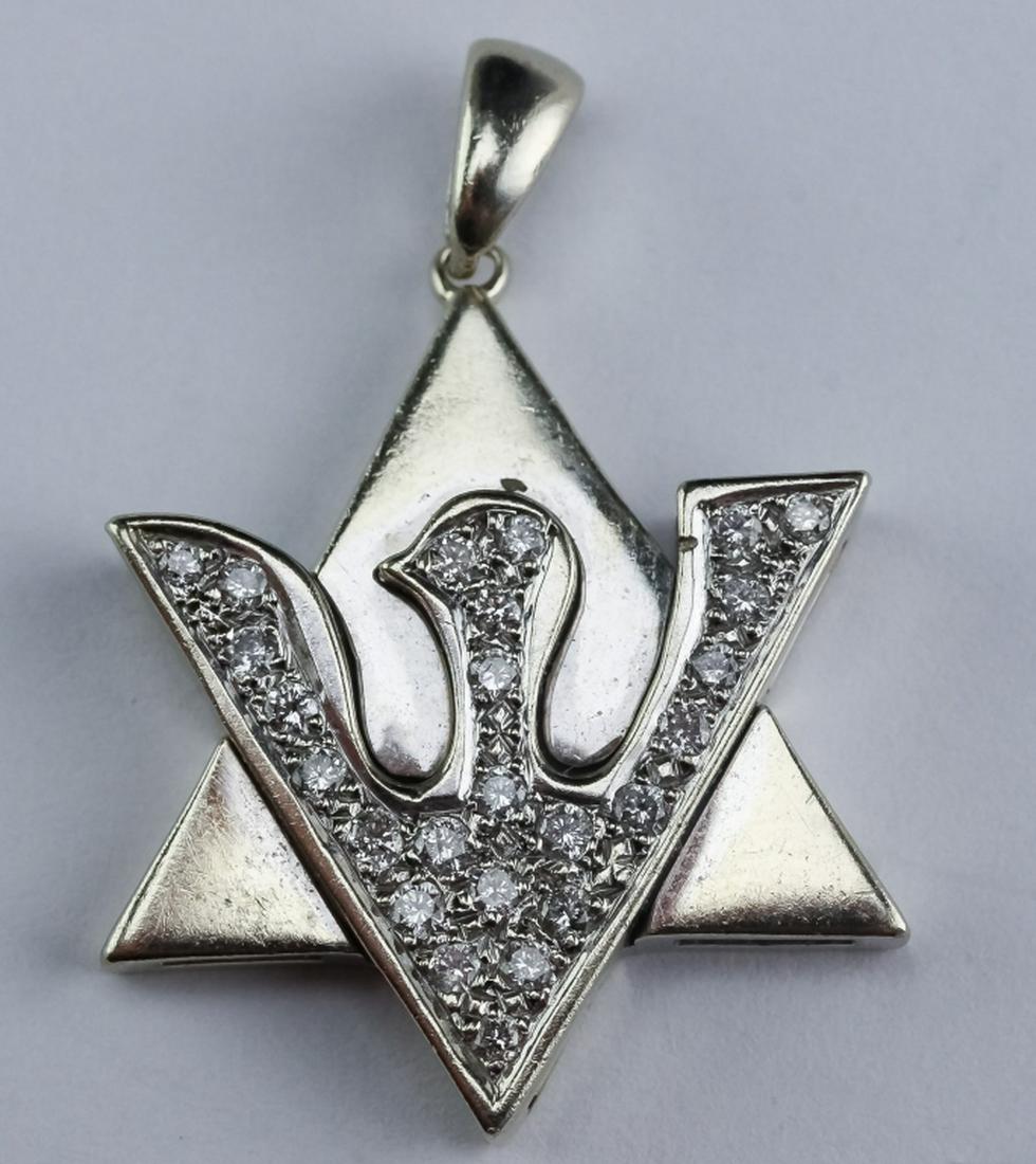 VTG 14K White Gold & Diamond Star Of David Pendant (1 of 5)