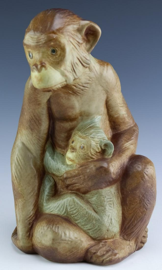 Rare Lladro Spain Porcelain Gres Monkey & Baby (1 of 5)