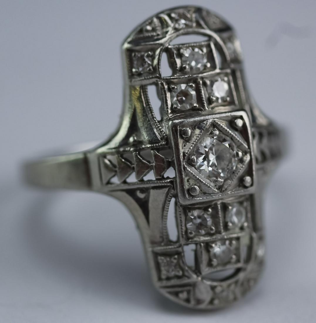 Art Deco Platinum .25 CTTW Diamond Gemstone Ring (1 of 3)