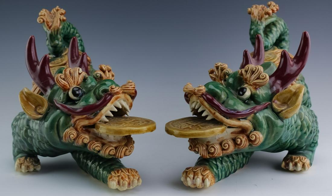 PR Chinese Pottery Art Foo Dogs & Prosperity Coins (1 of 6)