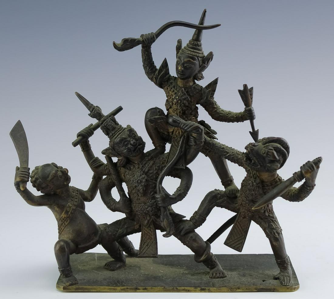 Antique Thai Bronze Warrior Deities Art Sculpture (1 of 7)