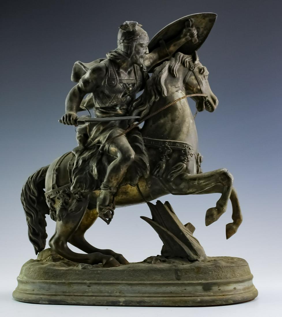 Figural Metal Viking Horseback Warrior Sculpture (1 of 6)