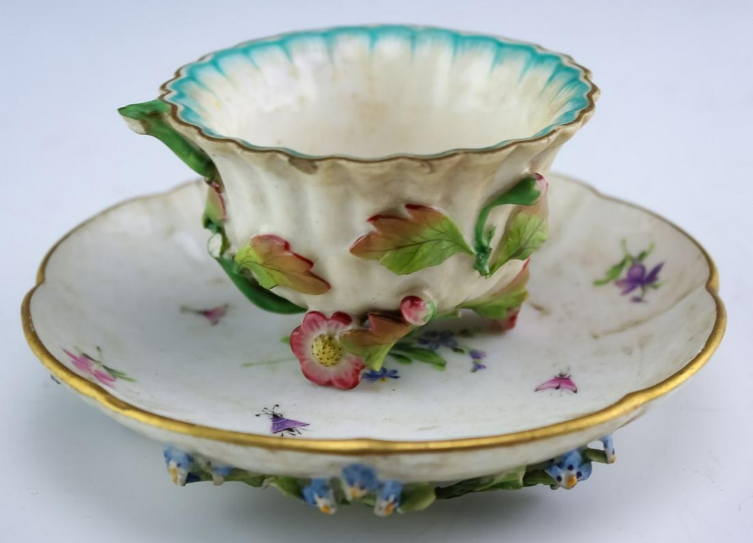 Lot Porcelain Footed Meissen Dish w/ Bugs, Teacup (1 of 6)