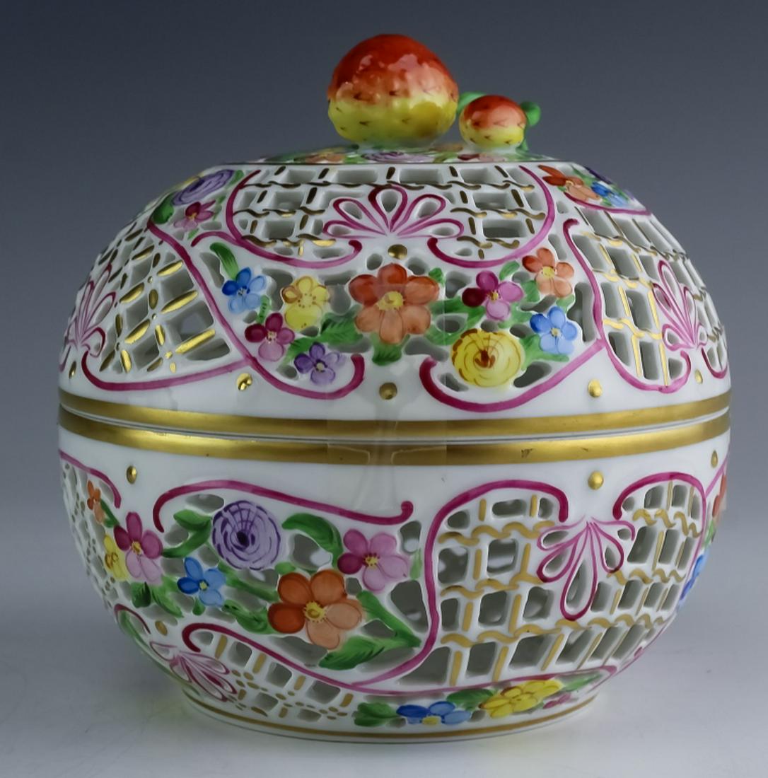 Herend Hungary Reticulated Covered Porcelain Box (1 of 4)