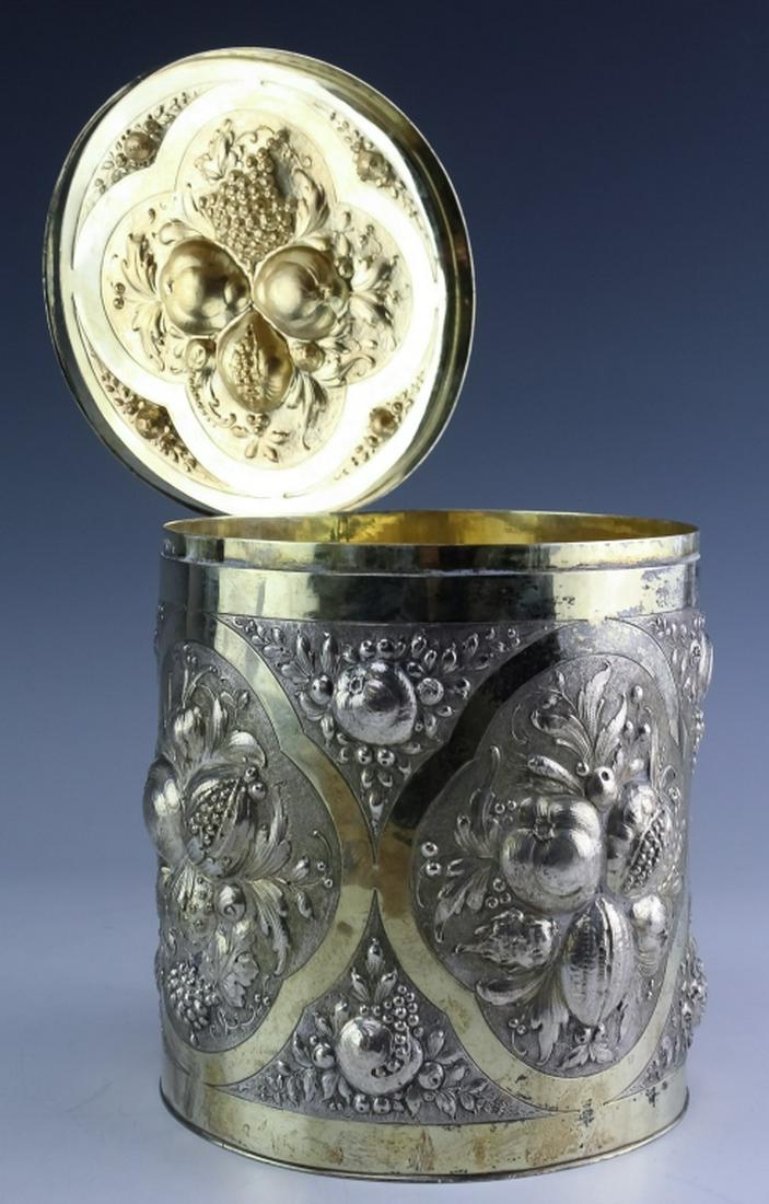 ORNATE Repousse European 800 Silver Biscuit Barrel (1 of 7)