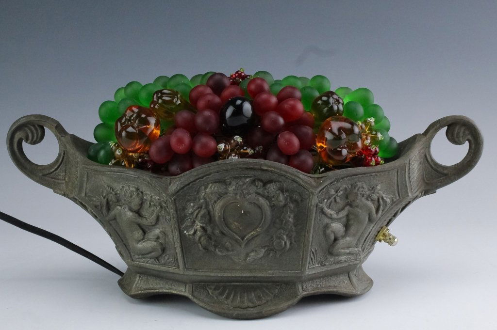 Antique Czech Art Glass Fruit Basket Boudoir Lamp (1 of 7)