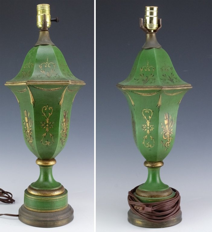 2 Vintage French Polychrome Ceramic Boudior Lamps (1 of 7)