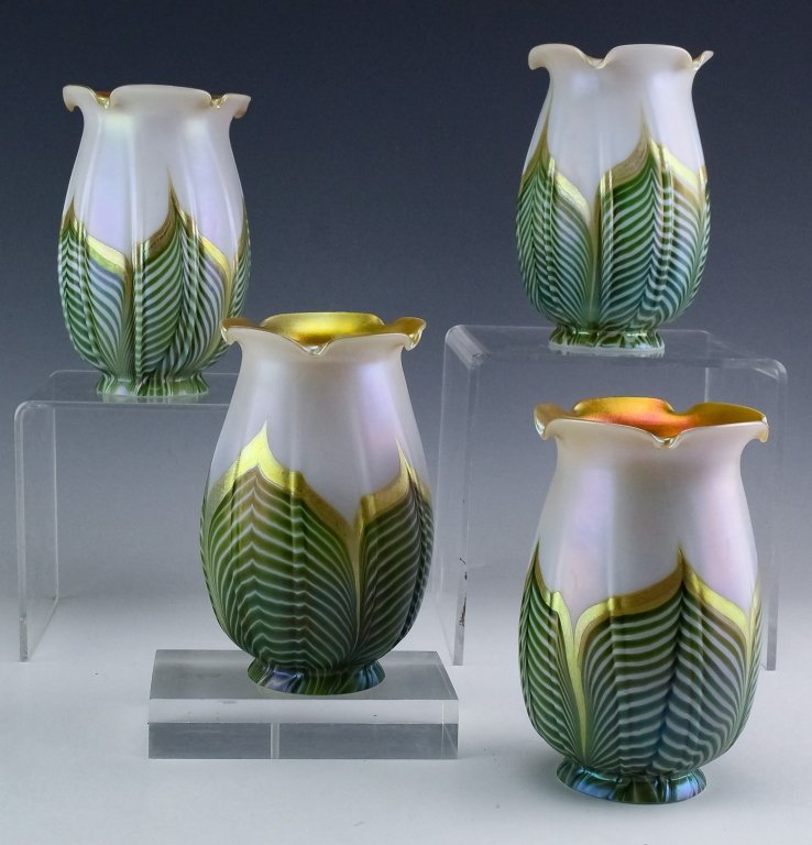 4 SIGNED Lundberg Art Glass Iridescent Lamp Shades (1 of 5)