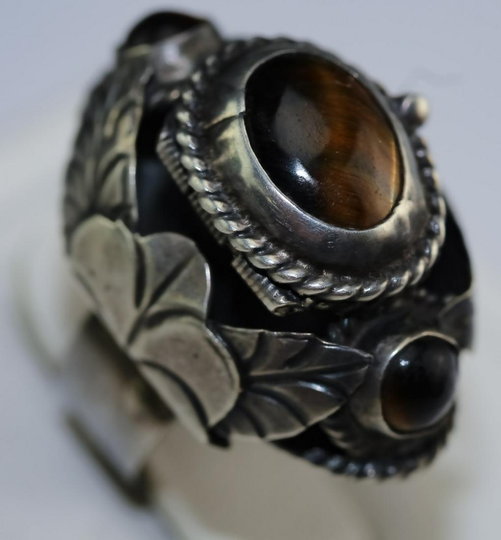 VTG Mexican Sterling Silver Tigers Eye Poison Ring (1 of 7)