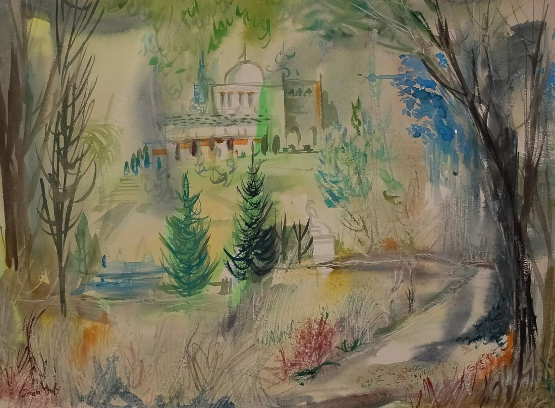 Jean Dufy French Landscape Watercolor Art Painting (1 of 5)