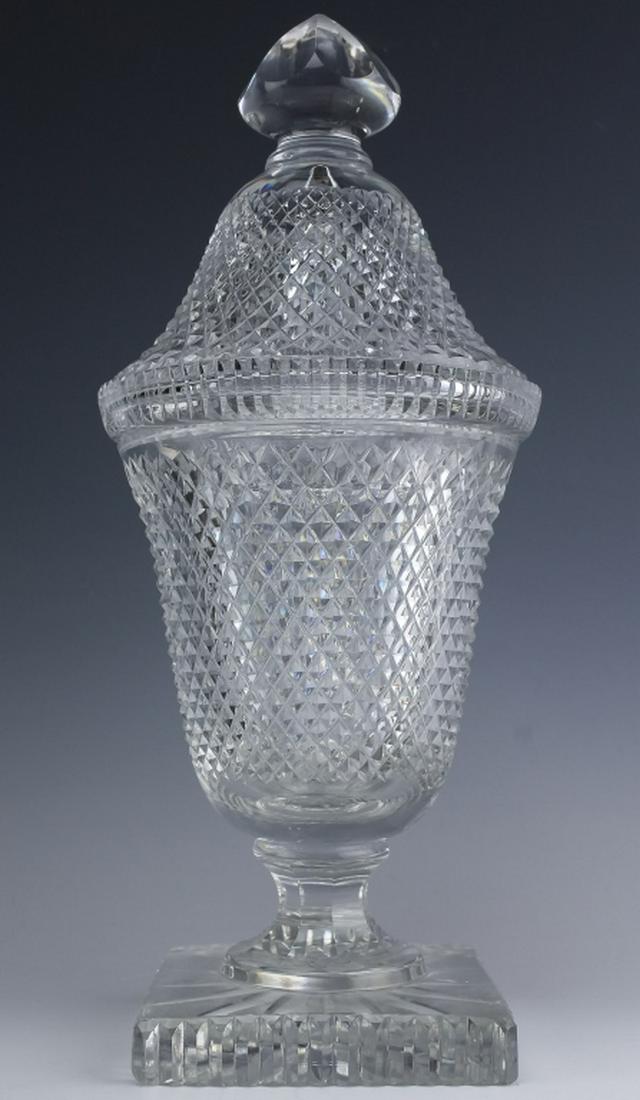 Vintage Fine Hand Cut Crystal Lidded Urn Vase 14" (1 of 7)