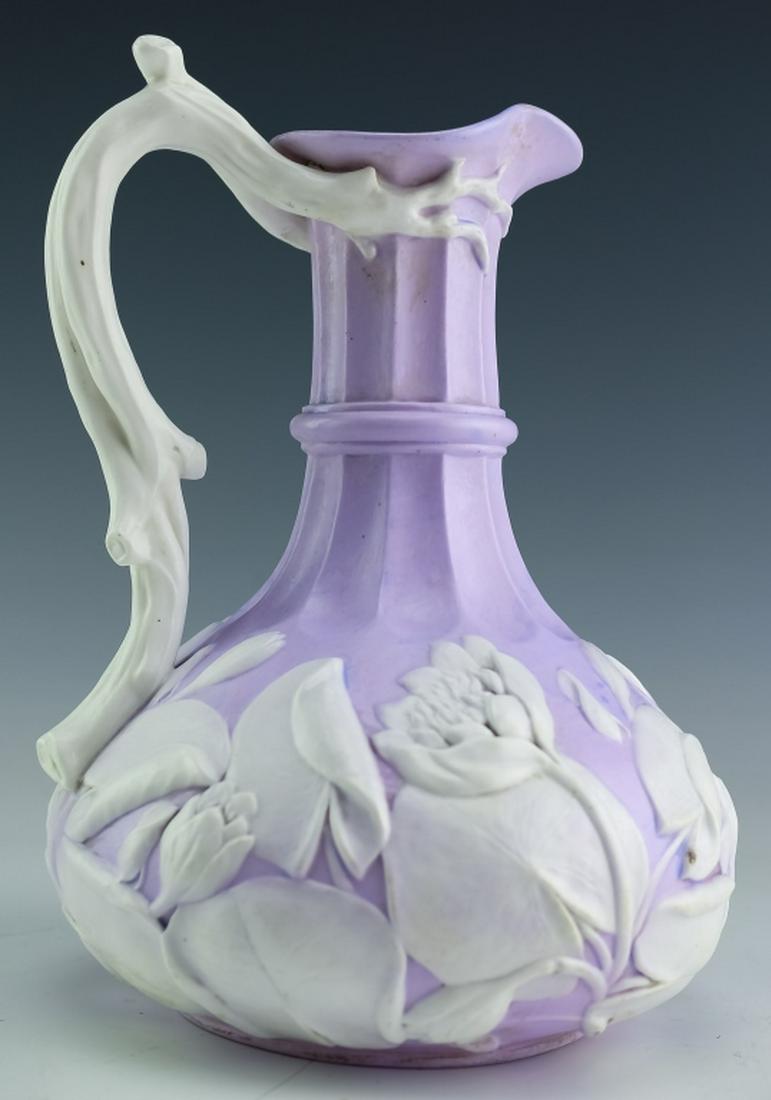 Antique Porcelain Lavender Purple Floral Cameo Jug (1 of 7)