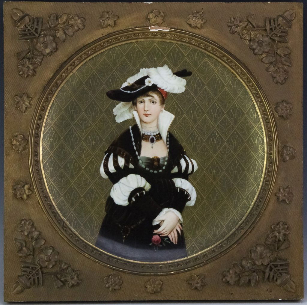 Fine Hand Painted Antique Porcelain Framed Charger (1 of 7)