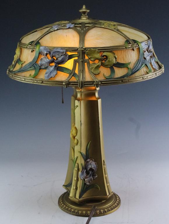 Gold Gilt Bronze Charles Parker Charles Ribbed Glass Table Lamp
