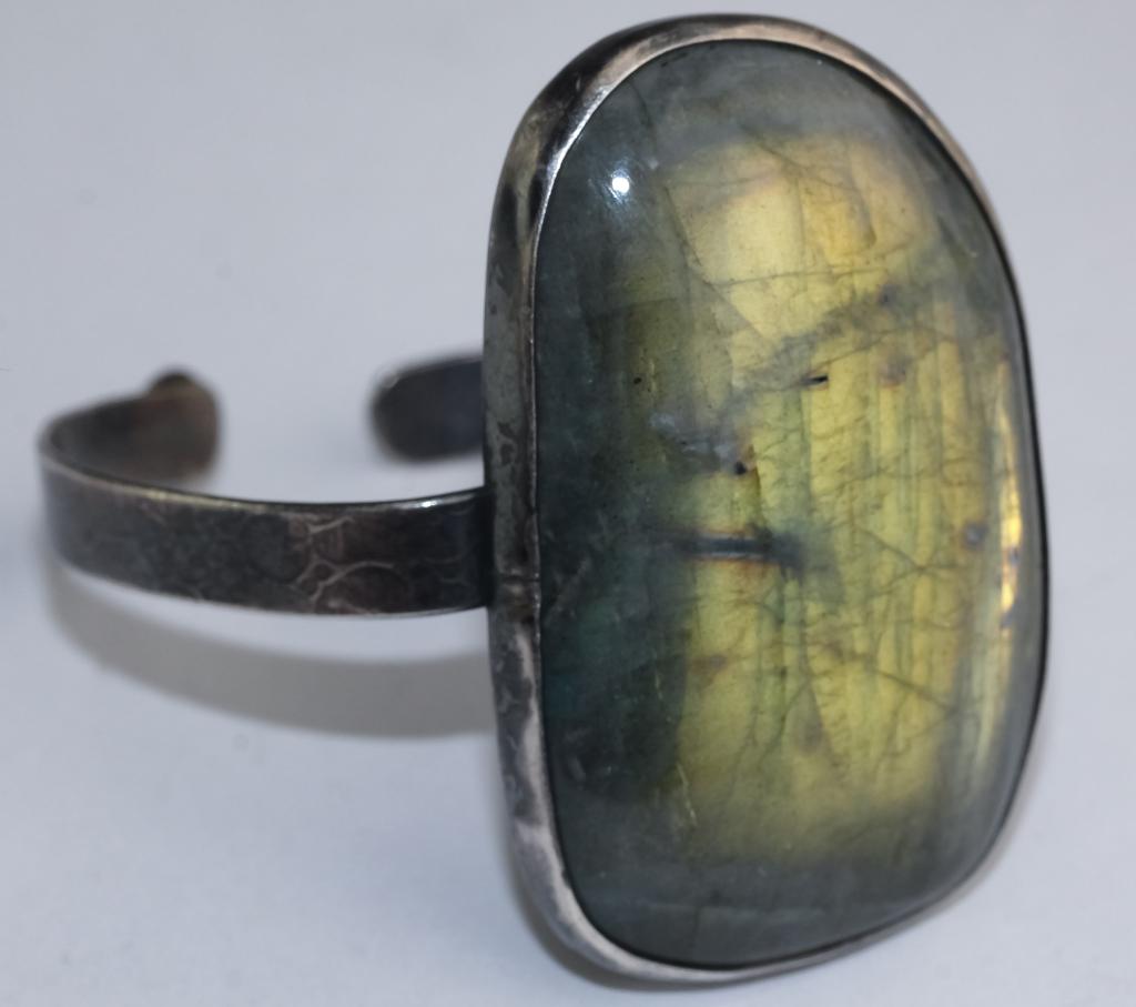 Artisan Signed Labradorite Gemstone Cuff Bracelet (1 of 5)