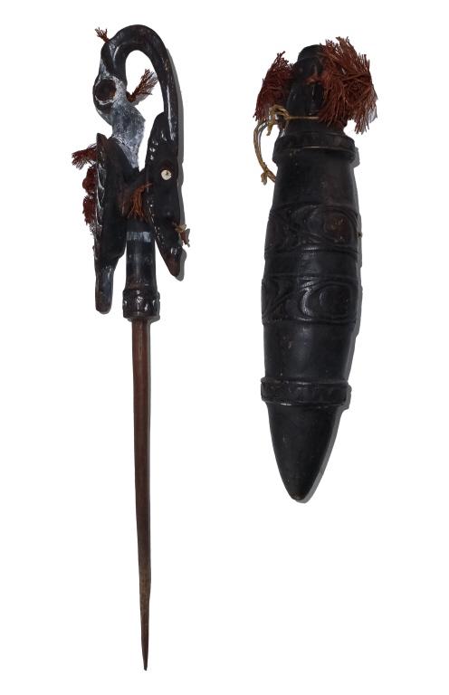 Sepik Papua New Guinea Pipe & Dagger w/ Sheath 21" (1 of 5)