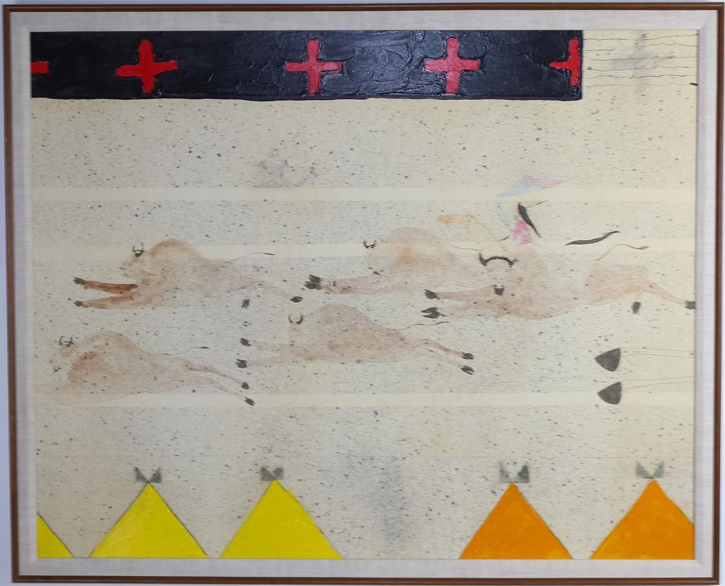 Randy Lee (White Horse) White Mixed Media Painting (1 of 5)