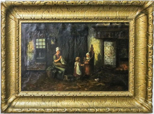 Mystery Artist Dutch Interior Scene Oil Painting Oct 30 2019