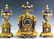 19C French Enamel Dore Bronze Clock & Urn Garniture Set