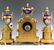 19C French Enamel Dore Bronze Clock & Urn Garniture Set - 9