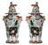 Pair Antique 19th C English Imari Hexagonal Lidded Urns