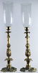 PAIR Antique 19thC Bronze French Hurricane Candlesticks