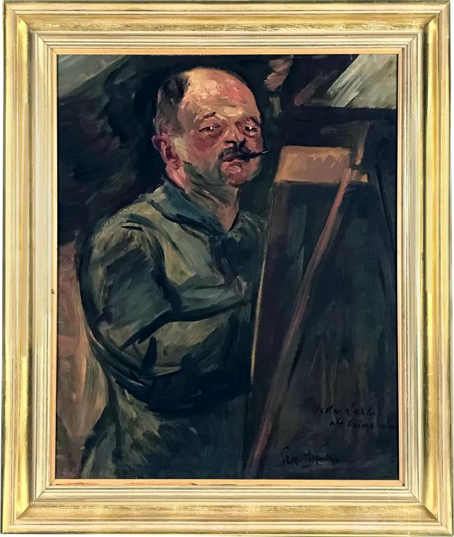 Edmund Pick Morino (1877-1958) Oskar Laske Oil Painting: Edmund Pick-Morino (Austrian, 1877-1958) The Painter Oskar Laske at his Easel Oil on canvas Signed, Lower right Canvas: 31 1/4 in. x 25 1/4 in.; Frame: 37 1/2 in. x 29 1/2 in. Condition: Good conditio