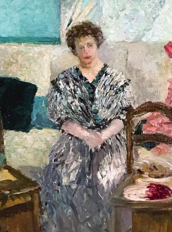 Edmund Pick Morino (1877-1958) Seated Lady Oil Painting: Edmund Pick-Morino (Austrian, 1877-1958) Interior Room with Seated Lady Oil on canvas Signed, "Morino", Lower left Canvas: 19 1/4 in. x 16 1/2 in.; Frame: 25 in. x 22 1/4 in. Condition: Good conditio