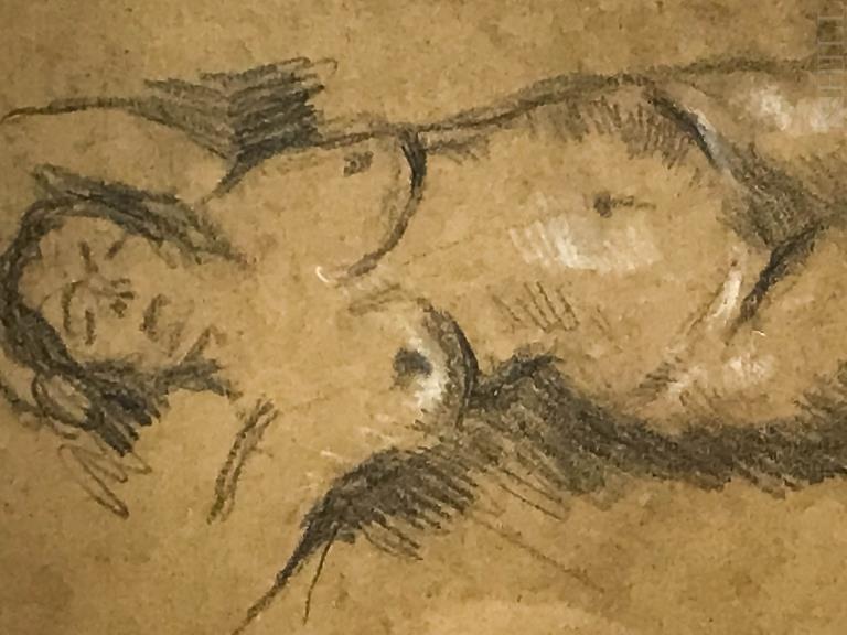 Edmund Pick Morino (1877-1958) Reclining Nude Study: Edmund Pick-Morino, attributed to (Austrian, 1877-1958) Reclining Nude Female Study Chalk on paper Sight: 16 in. x 12 in.; Frame: 21 1/2 in. x 17 1/2 in. Condition: Good to fair condition. For inquiri