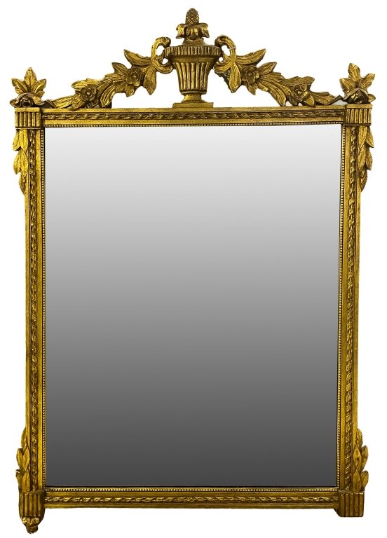 VTG Louis XVI Style Gilt Wood Hanging Wall Mirror (1 of 6)