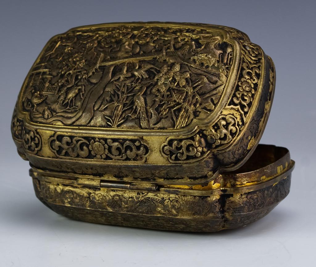 Antique Chinese Repousse Gold Gilt Silver Box (1 of 4)