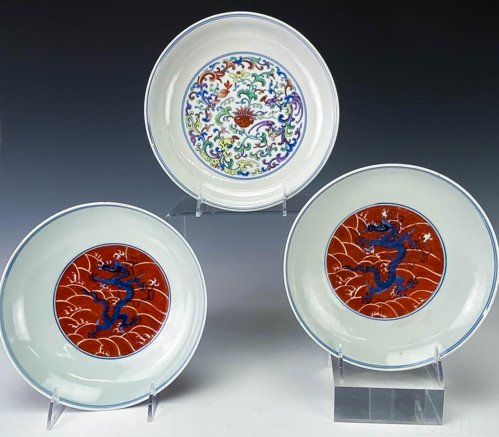 LOT 3 Antique Chinese Enameled Porcelain Bowls (1 of 9)