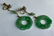 Chinese Green Jade Filigree 14k Drop Disc Earrings - 2