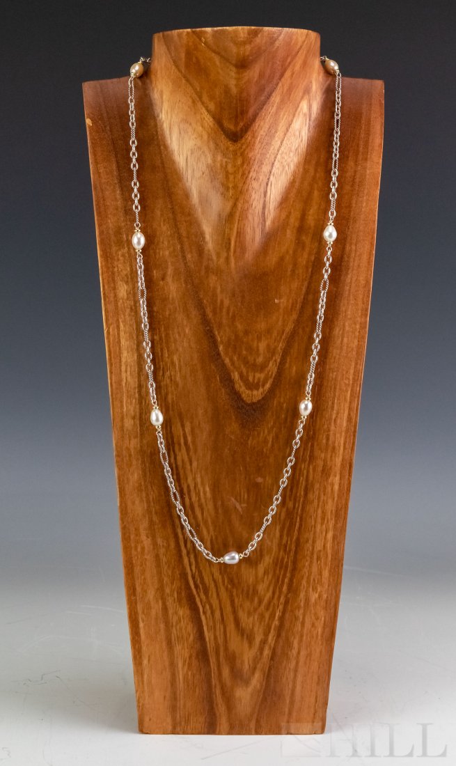 Signed DAVID YURMAN Sterling 18k Pearl Necklace (1 of 4)