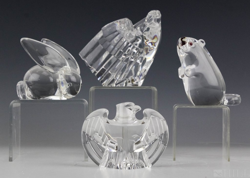 LOT 4 Steuben Art Glass Figural Animal Paperweight (1 of 10)