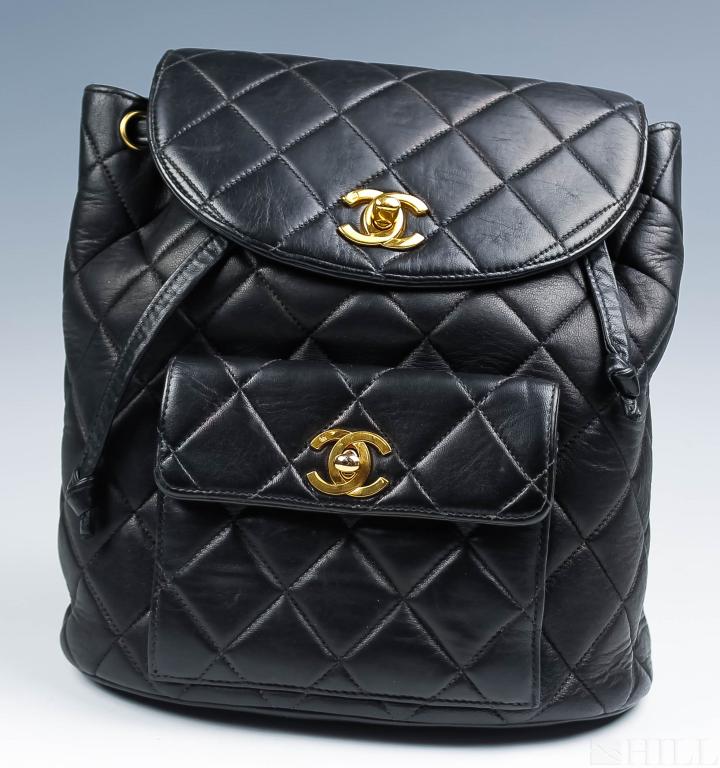CHANEL Black Quilted Classic Leather Backpack Bag (1 of 4)