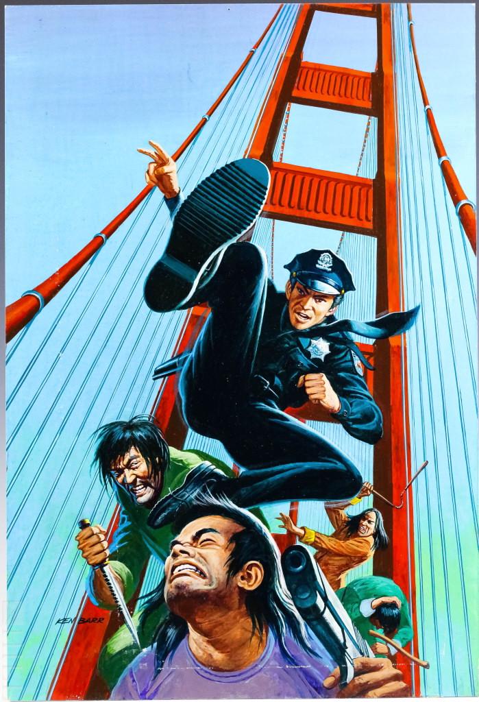 Ken Barr b.1933 Kung Fu Illustration Oil Painting (1 of 5)