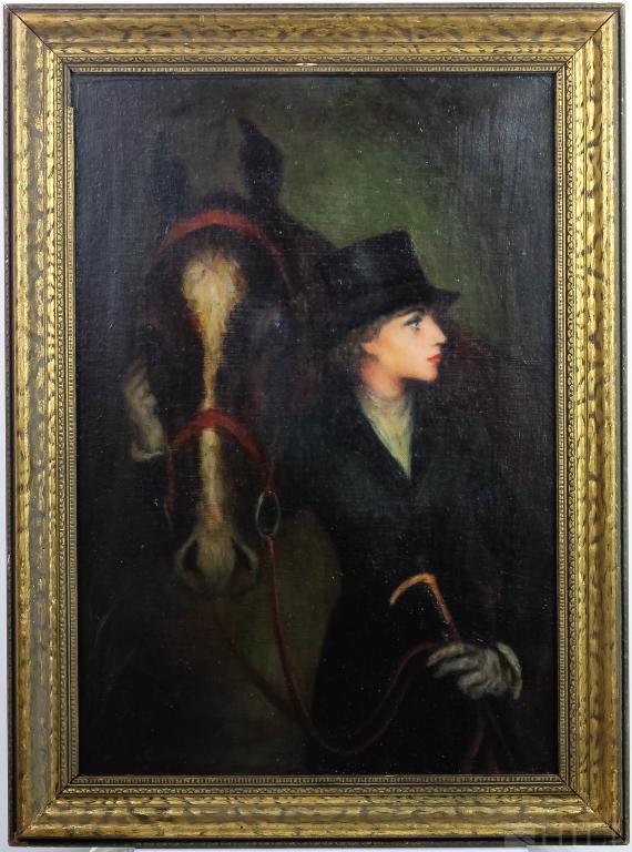 William Frank Calderon Woman & Horse Oil Painting (1 of 5)