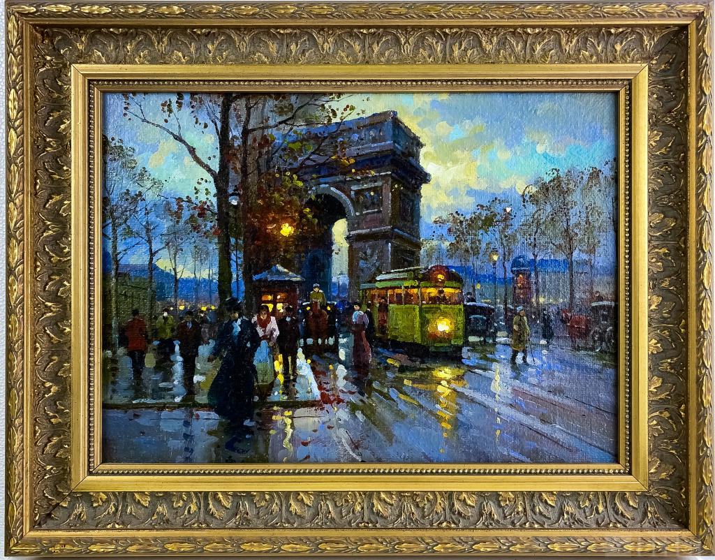 Paris Street Scene Painting after Edouard Cortes (1 of 2)