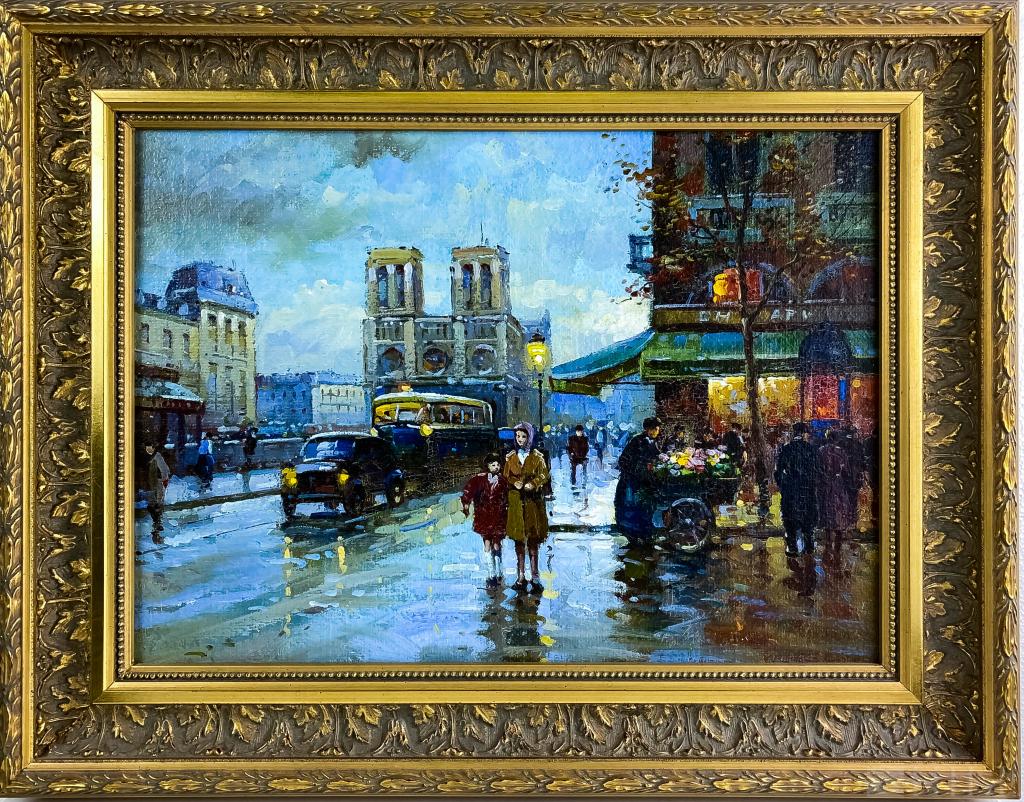 French Street Scene Painting after Edouard Cortes (1 of 3)