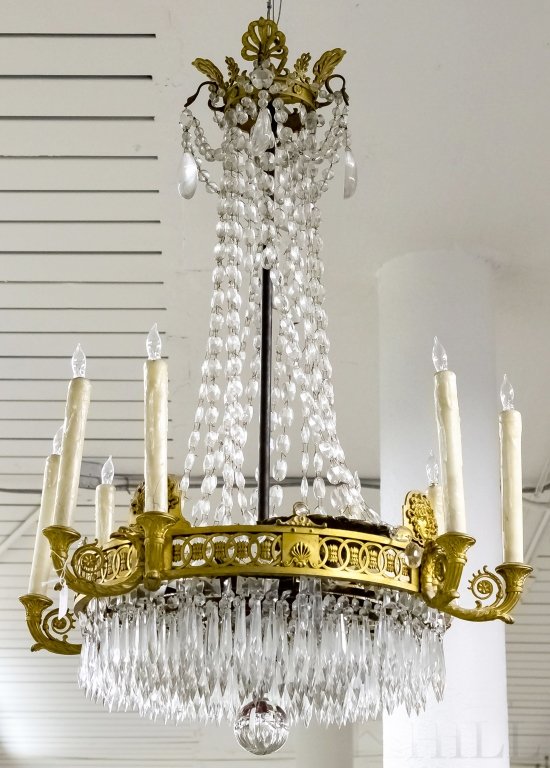 French 8-Light Crystal Empire Style Chandelier (1 of 7)