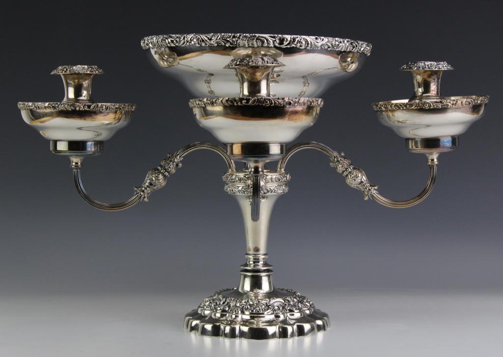Barker Ellis Silverplate Epergne w Candle Sconces (1 of 5)