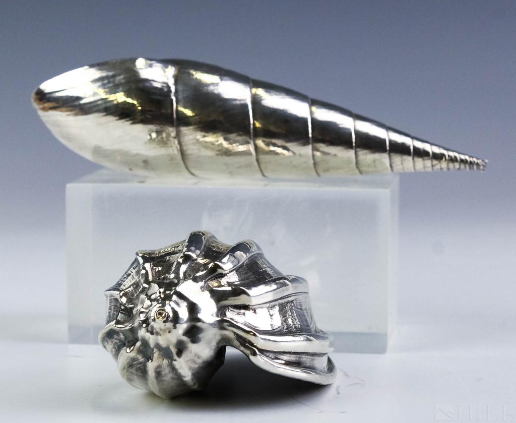 Pair of Sterling Silver Overlay Natural Sea Shells (1 of 3)