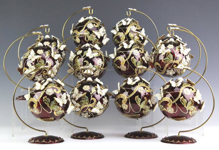 Lot 12 Jay Strongwater Glass Christmas Ornaments