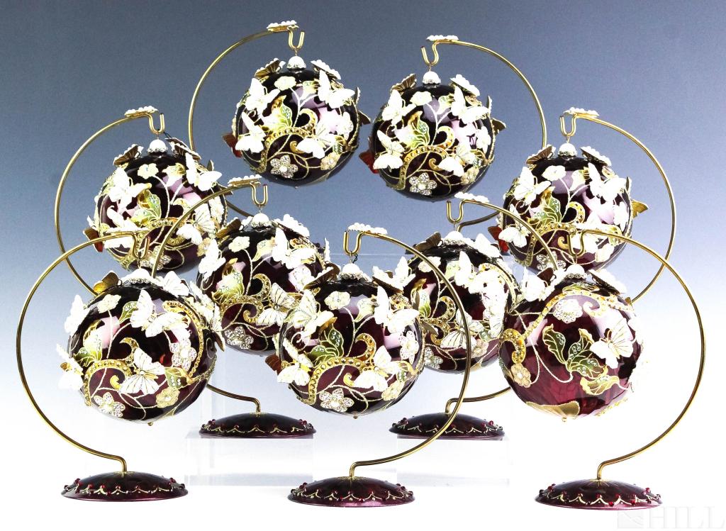 LOT 9 Jay Strongwater Glass Christmas Ornaments (1 of 4)