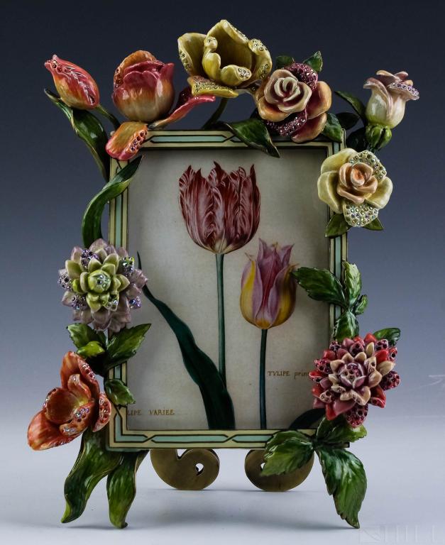 Jay Strongwater Enamel Floral Jeweled  Frame 5x7 (1 of 6)